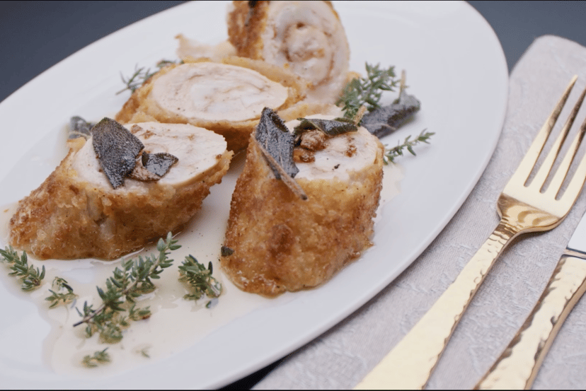 Garnelen-Maispoularden-Rolle